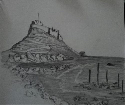 Pencil sketch, Lindisfarne.